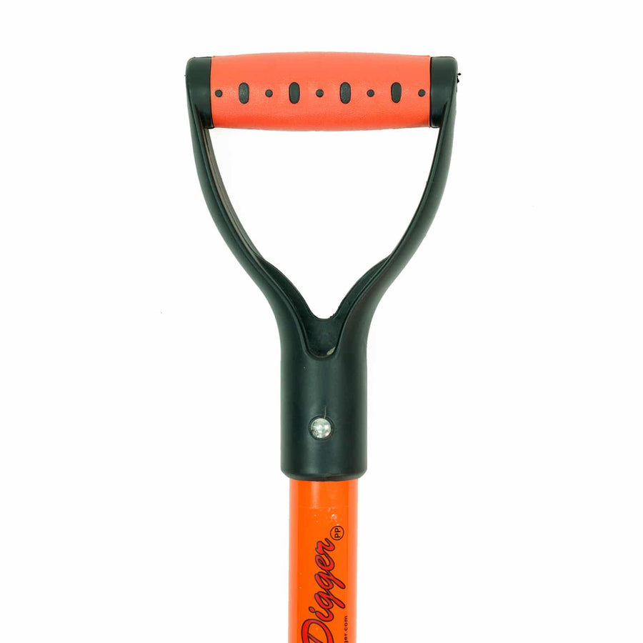 Handle of the Lil' Digger shovel showing a close up of the grip