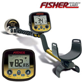 Fisher Gold Bug Pro detector with close-up of control panel showing target ID and ground phase display