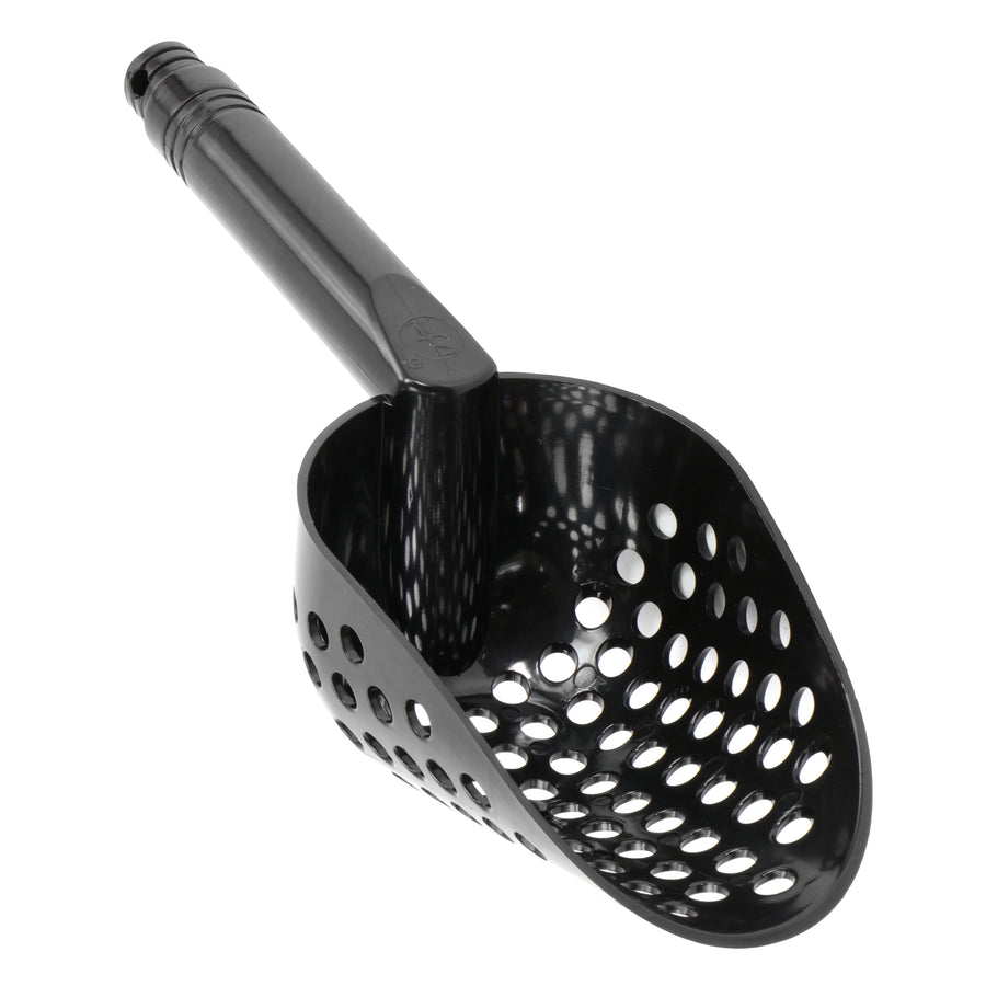 Black plastic sand scoop for metal detecting and treasure hunting