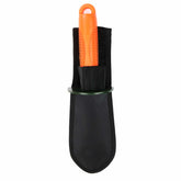 Metal detecting digger tool showing hand guard and comfortable grip design