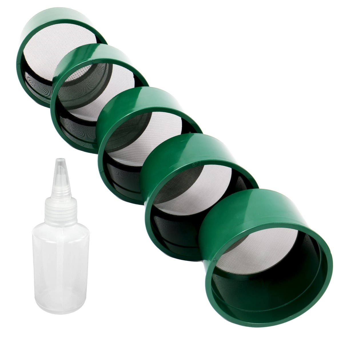 5 Green Mini Stackable Sifting Classifier Bundle / 60, 50, 40, 30, 20 & Snuffer