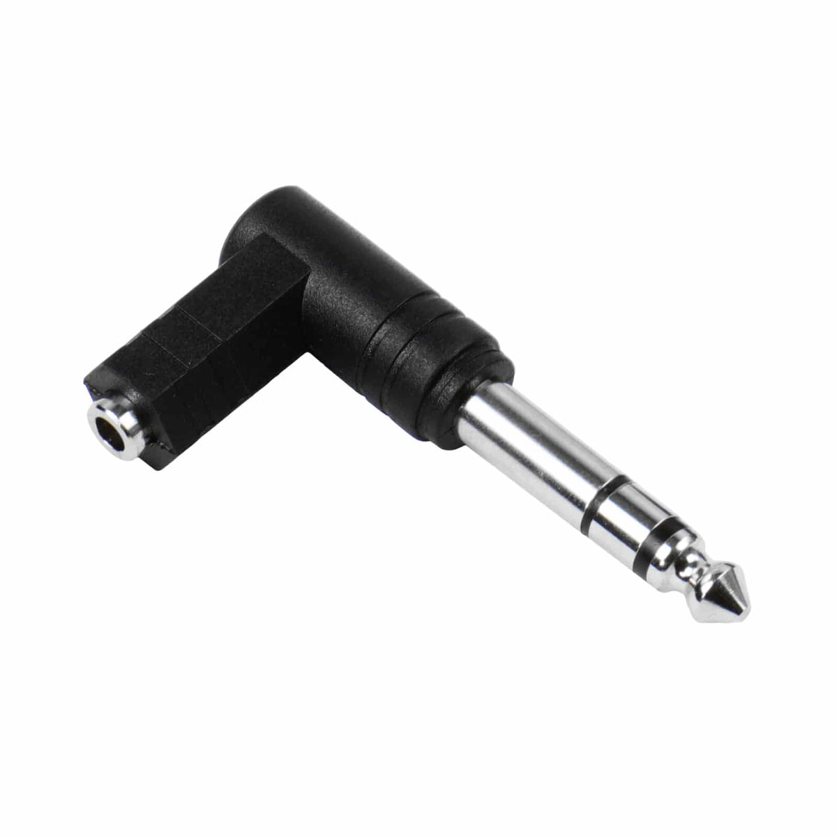 1/4 inch to 3.5mm right angle headphone adapter for metal detectors showing connector details
