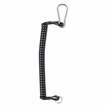 Dan's black pinpointer lanyard showing strap and hardware construction