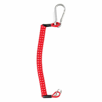 Dan's red pinpointer lanyard with durable metal hardware