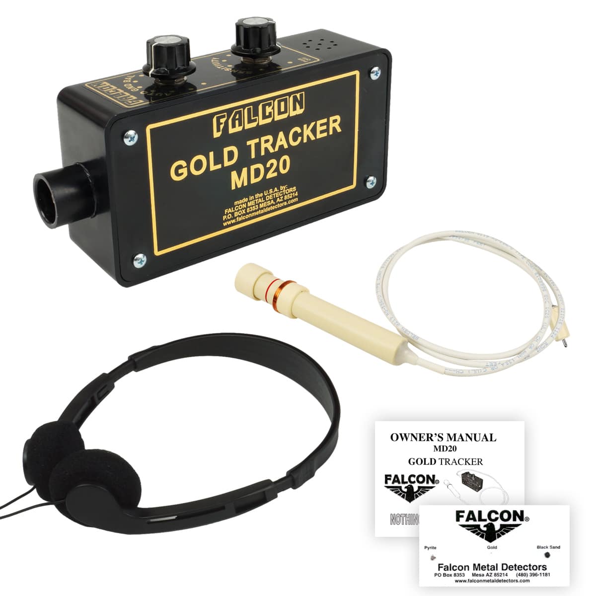 Falcon Gold Tracker MD20 Metal Detector 300kHz Probe with Headphones