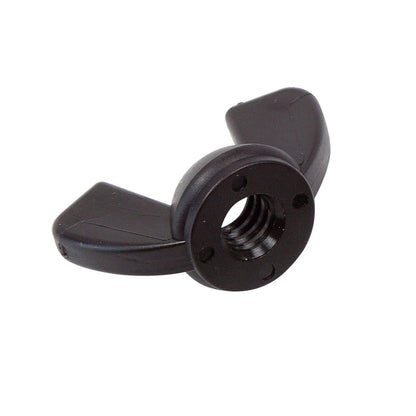 Close-up view of Coiltek black nylon nut and bolt hardware set showing thread detail