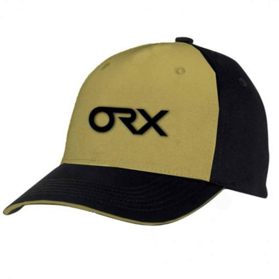 XP ORX cap with gold front panel, black side and rear panels, embroidered ORX logo, and metal XP closure