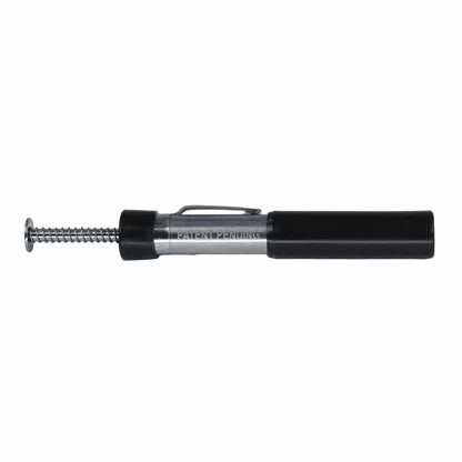 Magnetic separator pen lying flat showing the pocket clip and plunger