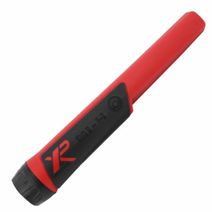 Another view lengthtwise of the XP MI-4 pinpointer on a white background. 