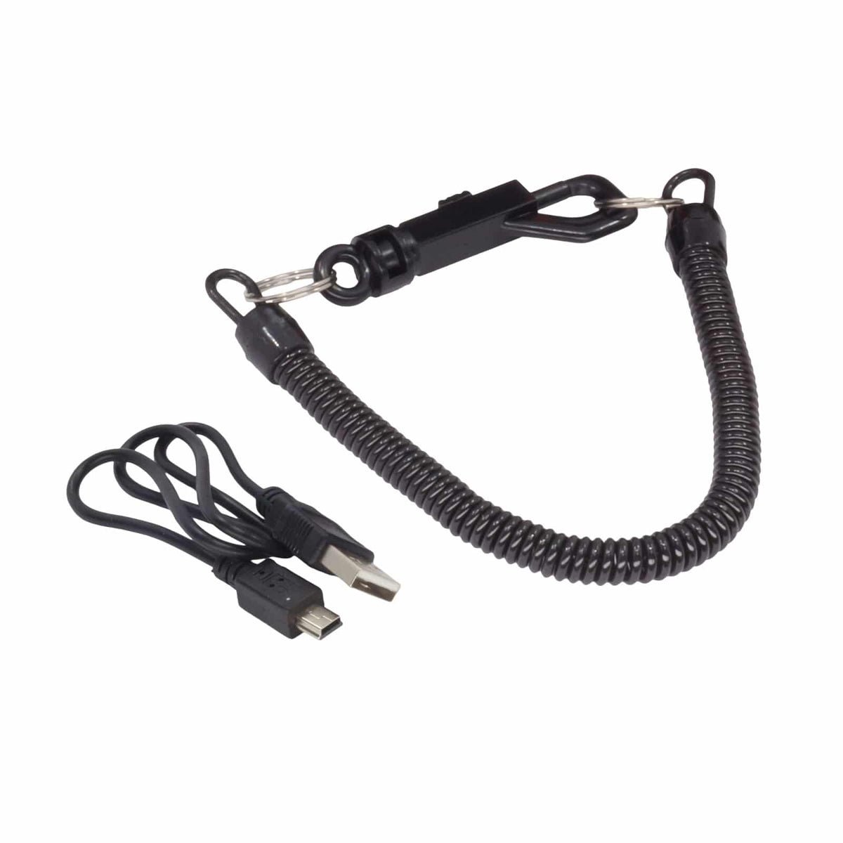 Lanyard and charging cable for the XP MI-4 pinpointer on a white background.