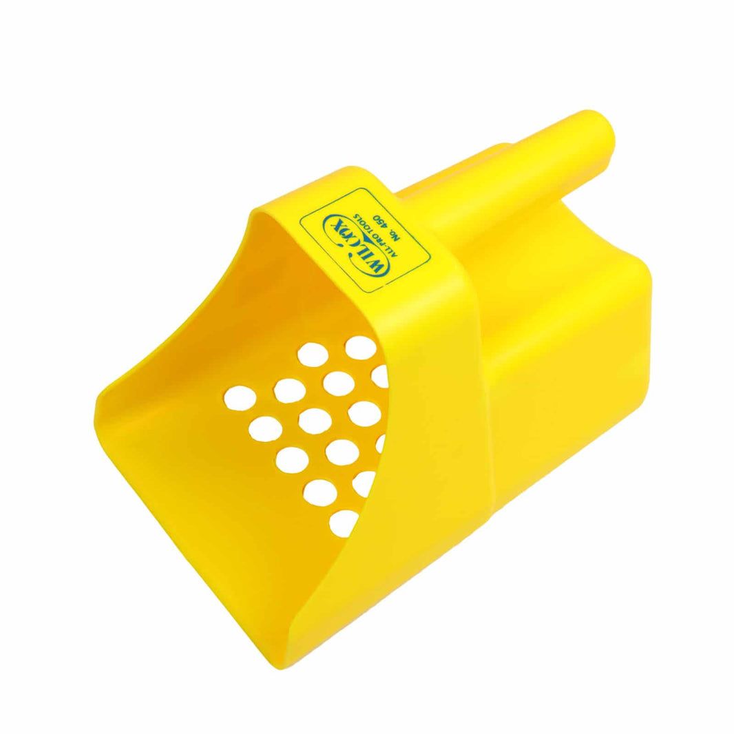 White's orange plastic sand scoop 8.5 inch with drainage holes for metal detecting