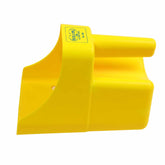Side profile of White's 8.5 inch plastic sand scoop showing capacity and handle