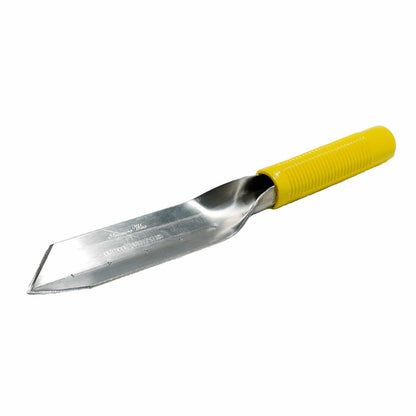 Treasure Wise T-11 metal detecting trowel showing 11-inch length and steel blade with depth gauge markings