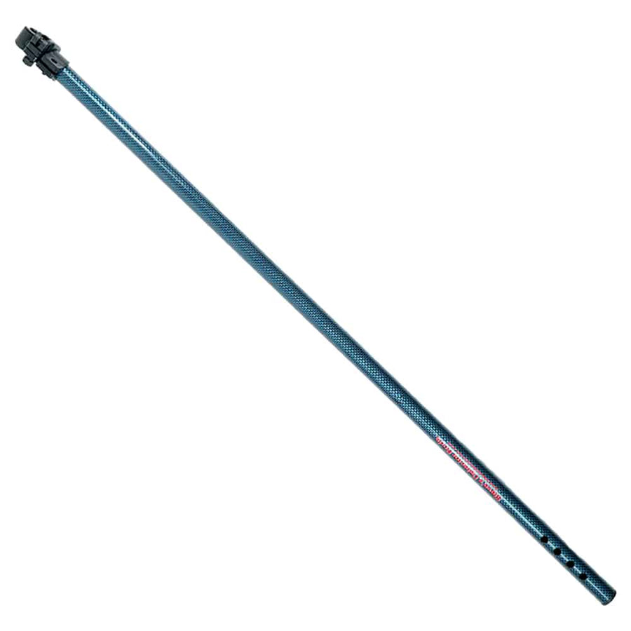 Blue carbon fiber Equinox rod set showing twill pattern and glossy finish