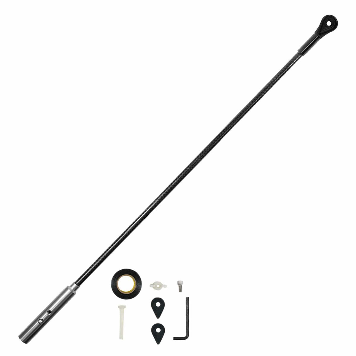Detecting Adventures Stork Leg carbon fiber shaft with stainless steel mounting hardware and oversized washers for Minelab Excalibur metal detector