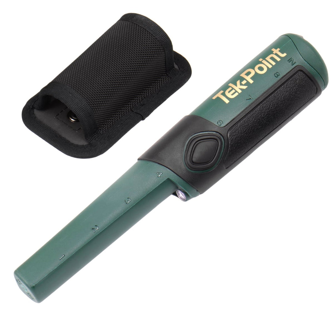 Teknetics TEK-POINT green and black waterproof pulse induction pinpointer with belt holster
