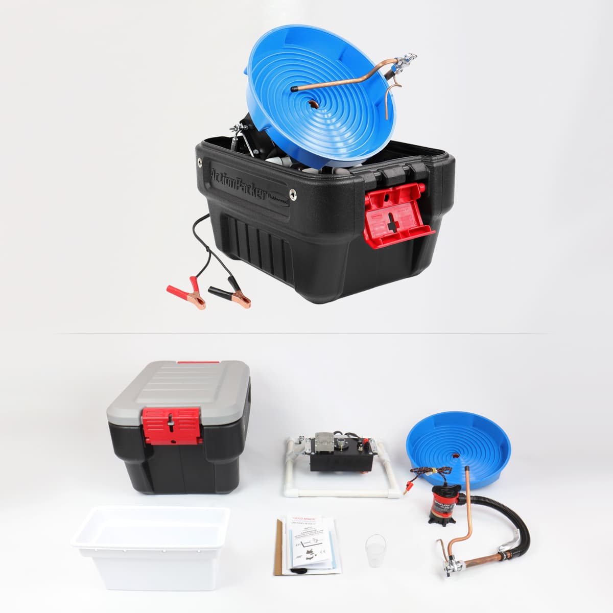 Gold Miner spiral wheel drive unit and 13 in blue spiral pan close-up