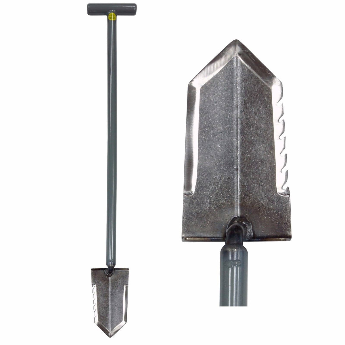 Lesche T-Handle 36-inch heavy duty shovel with serrated blade and aircraft-quality steel construction