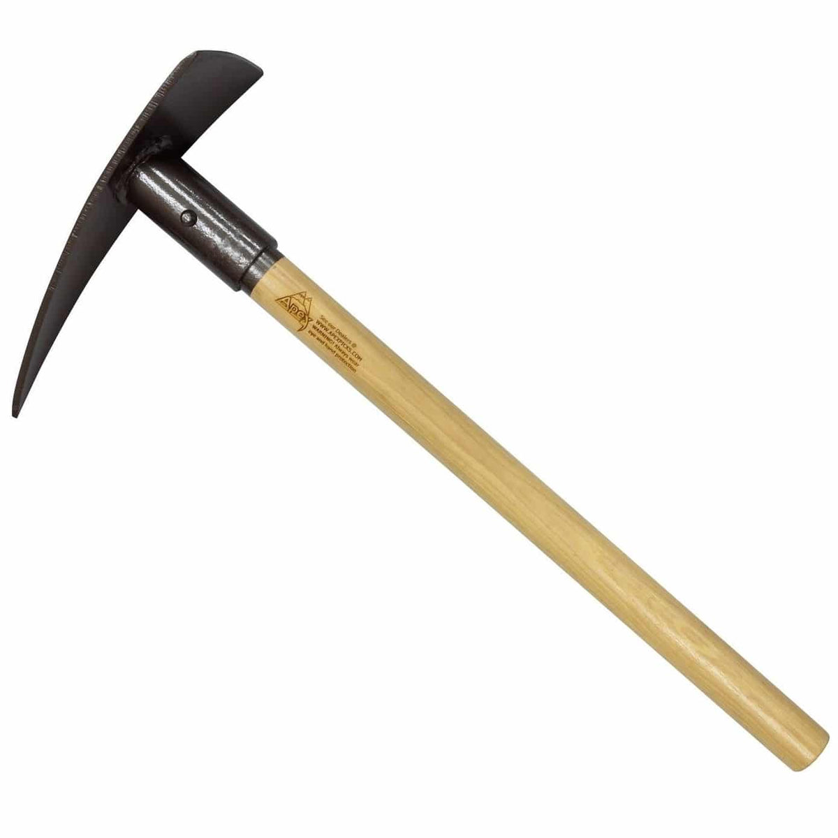 Apex Talon Stubby pick with 24-inch hickory handle and solid steel head displayed