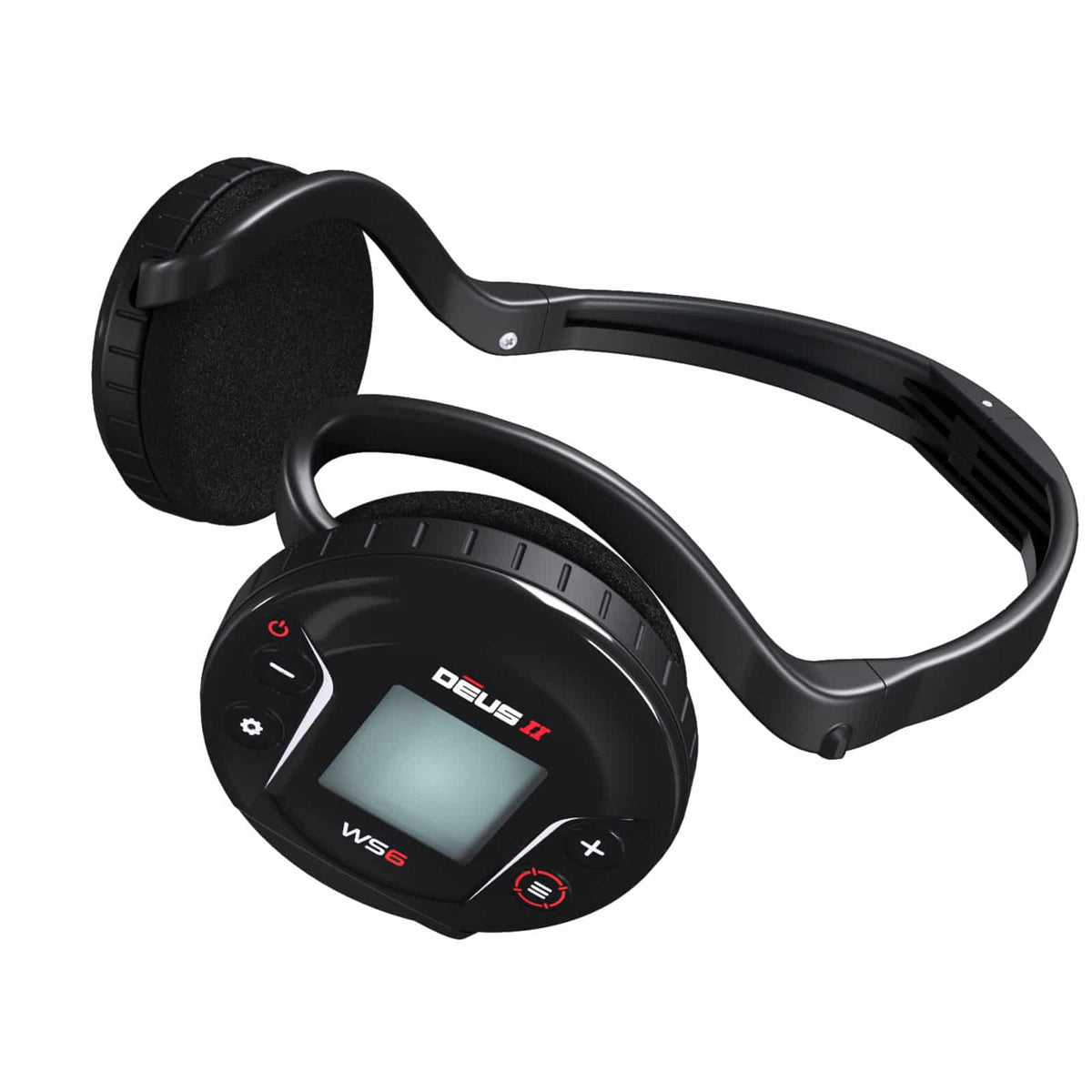 XP WS6 wireless headphones for the Deus II with the detachable control module clipped to the backphone