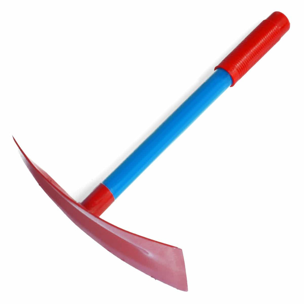 Lesche Red Feather Weight Mini Pick with blue handle and curved alloy steel head for gold prospecting