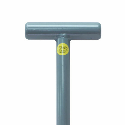 Close-up of the Lesche Sampson T-handle with the yellow W.W. Manufacturing badge