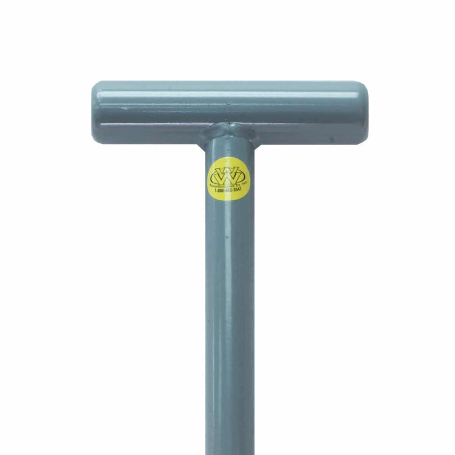 Close-up of the Lesche Sampson T-handle with the yellow W.W. Manufacturing badge