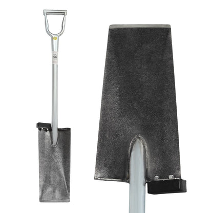 Lesche King of Spades 42-inch shovel with 15-inch tapered edge, all-tubular D-handle, and rubber foot pad for compacted soil digging