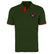 XP Metal Detectors cotton polo shirt in khaki with red collar trim, embroidered logo, and three-button placket