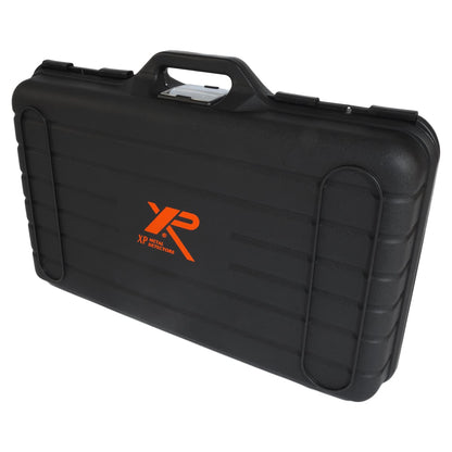 XP hard transport case closed, angled view showing the ribbed ABS lid and side latches