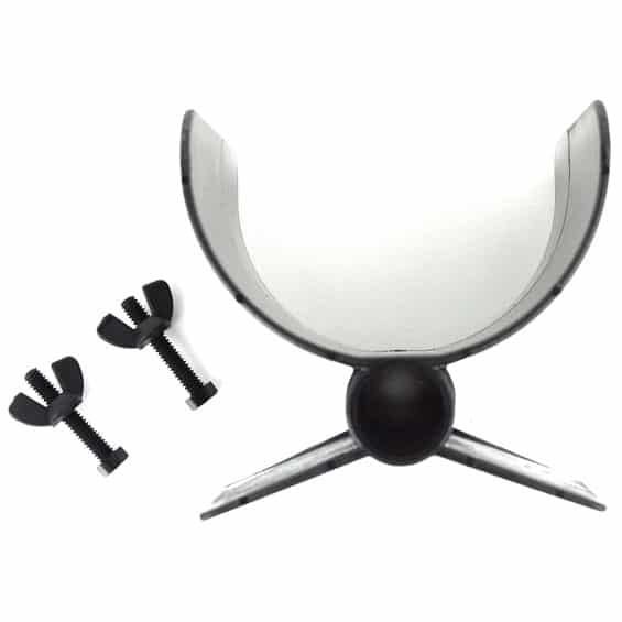Minelab black plastic armrest kit with wing nuts and mounting screws