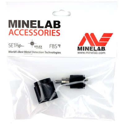 Close-up view of Ikelite charging adaptor connector for Minelab Excalibur