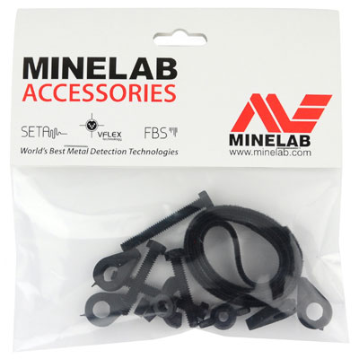 Minelab coil hardware kit in original packaging with contents visible