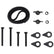 Minelab search coil hardware kit components laid out showing washers, nuts, screws and spacers