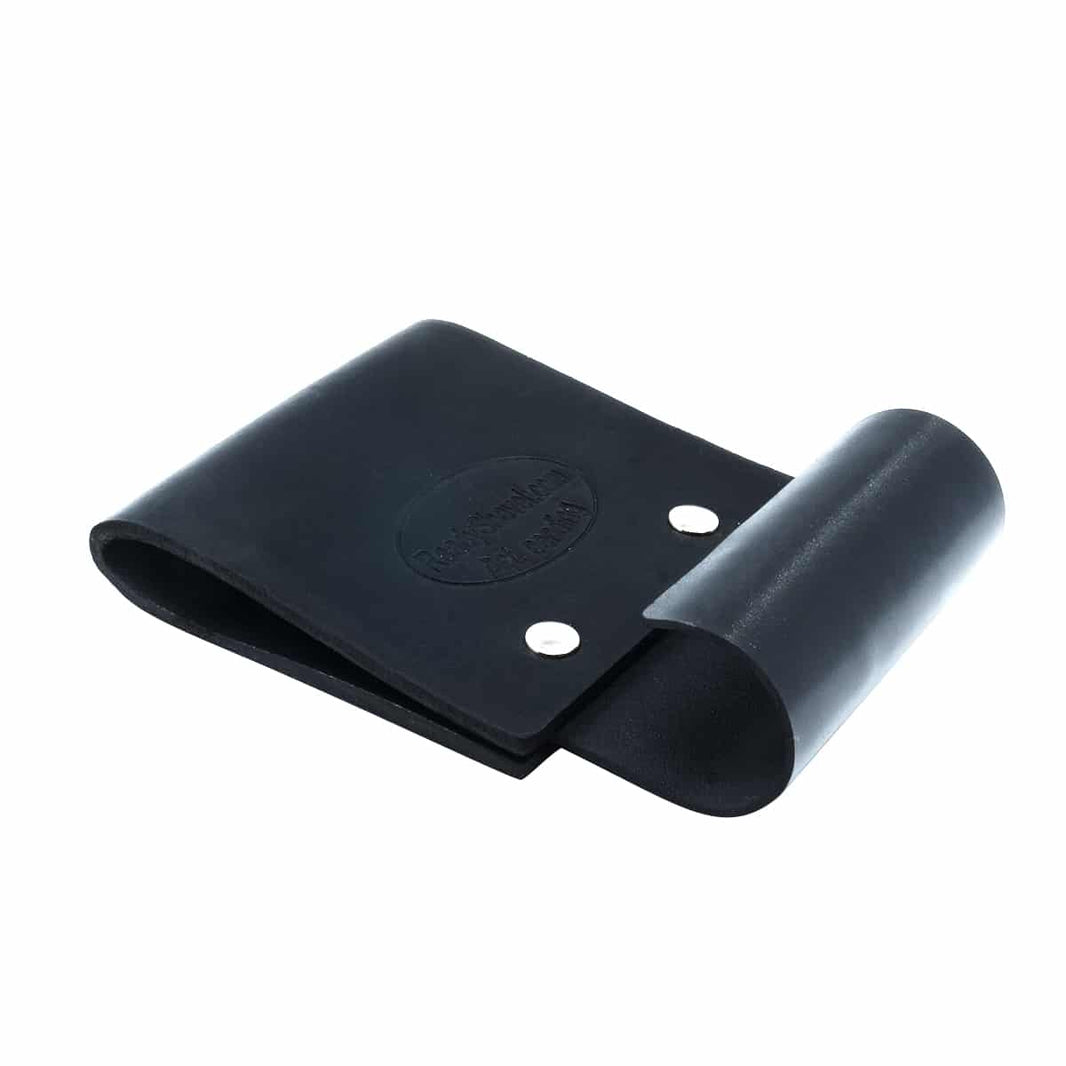 ReadyShovel black leather and Kydex holster with snap closure and belt loop for Lesche D-handle shovel