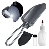 Gold Claw prospecting kit with folding scoop, LED magnifier, snuffer bottle and vial