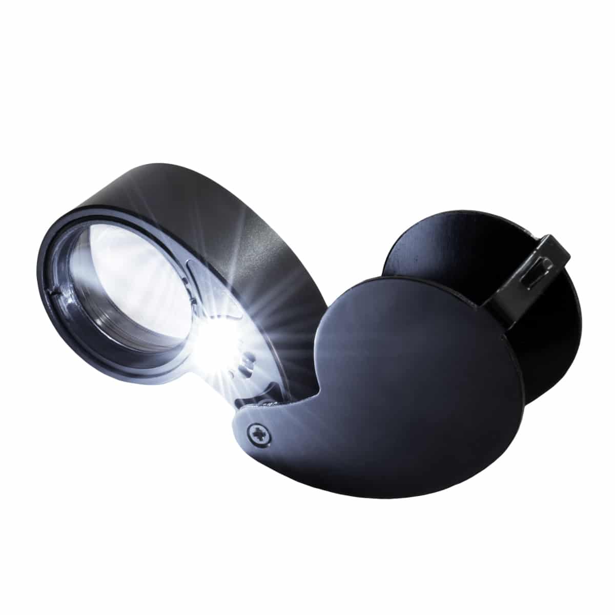 LED magnifier with light activated showing magnification capability