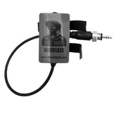 Gray Ghost Wireless transmitter module with Velcro mounting straps and threaded detector plug