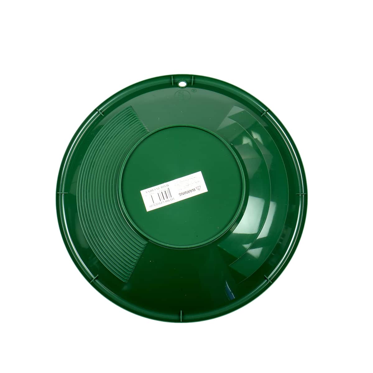 TerraX green gold pan showing riffle pattern and construction details
