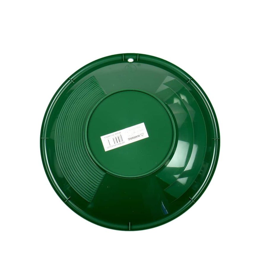 TerraX green gold pan showing riffle pattern and construction details