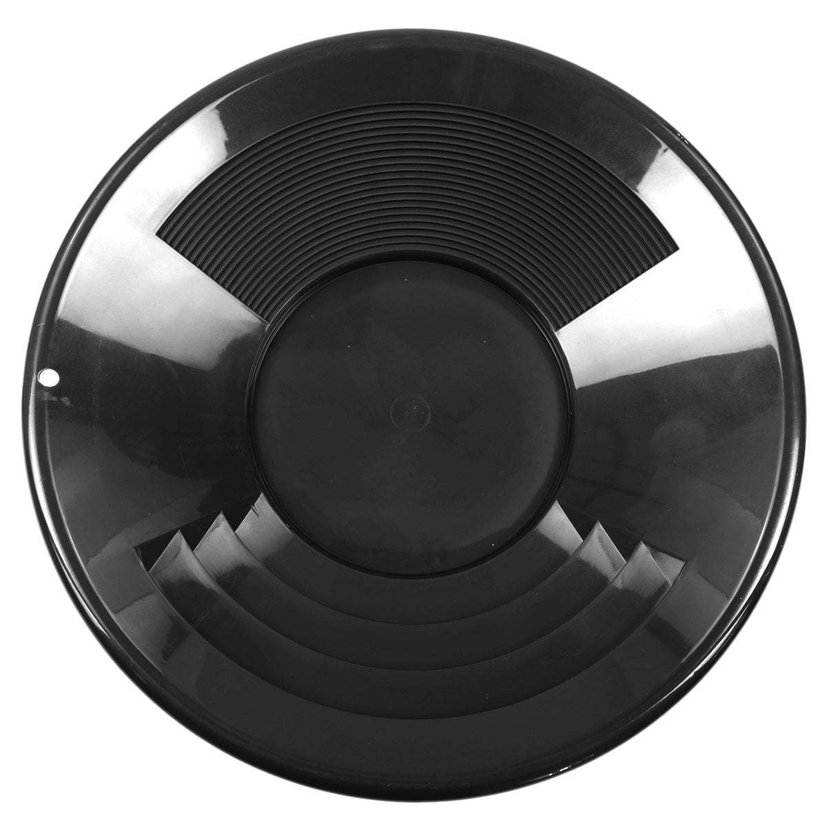 TerraX 14 inch blue plastic gold pan showing dual riffle system