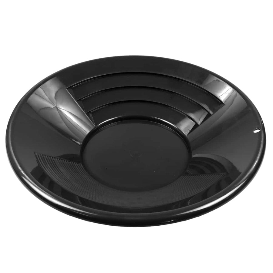TerraX plastic gold pan side angle showing 2.6 inch deep base