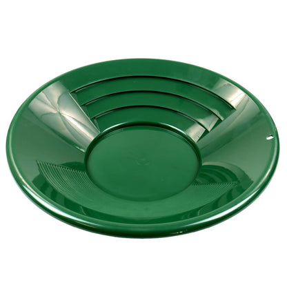 Green TerraX 14 inch plastic gold pan with dual riffle system