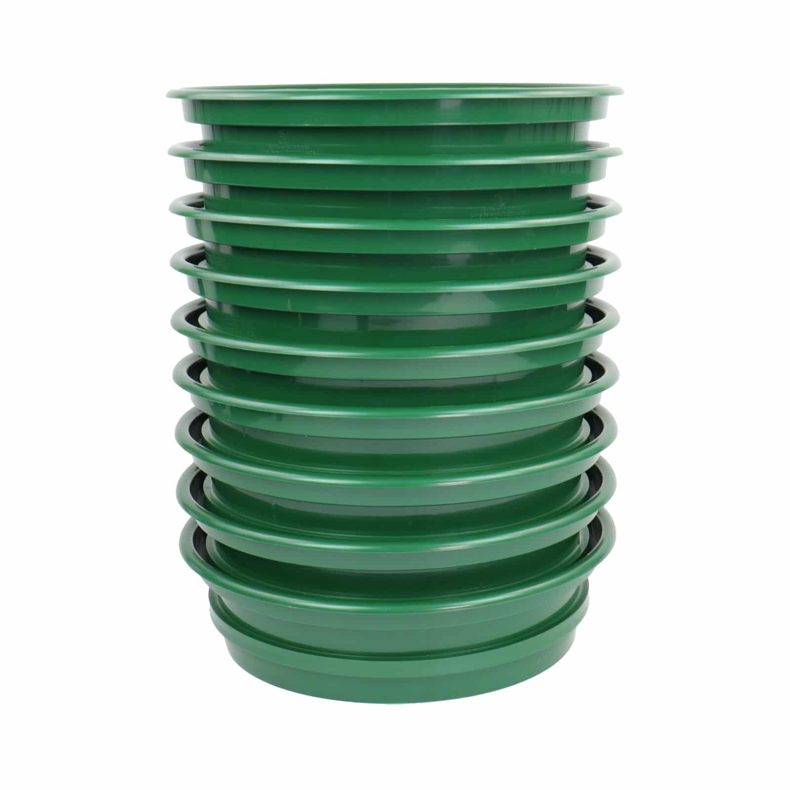 9 pc Green Plastic Gold Classifier Sifter Pan Set Stackable 11" Diameter