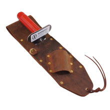 Brown Leather Sheath RIGHT sided & Lesche Digging Tool LEFT Serrated