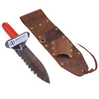 Brown Leather Sheath RIGHT sided & Lesche Digging Tool RIGHT Serrated