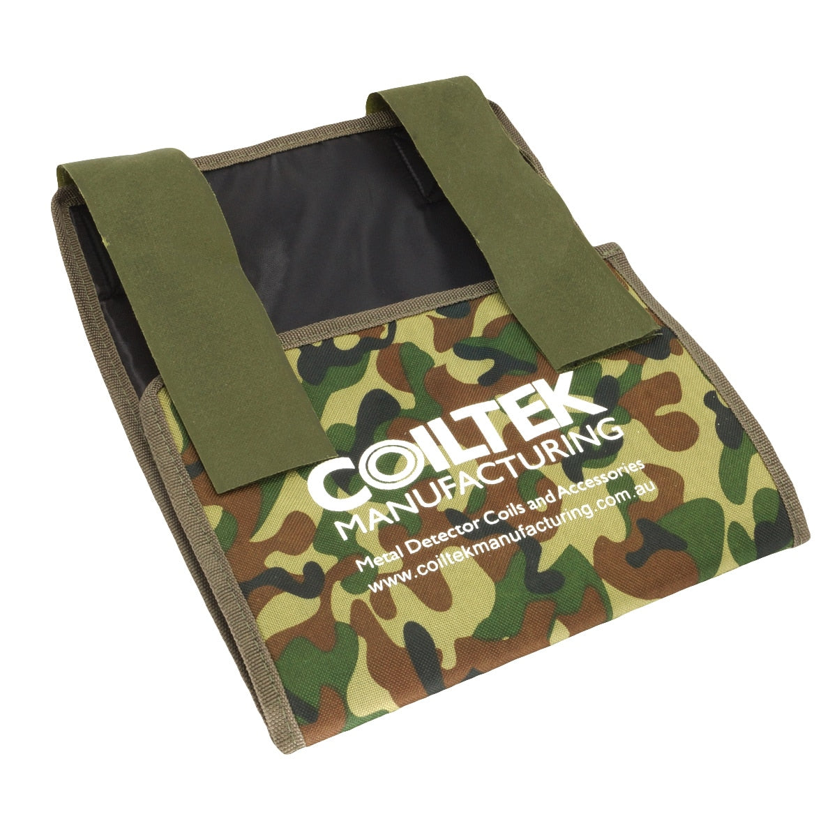 Coiltek camouflage battery cover showing woodland camo pattern design