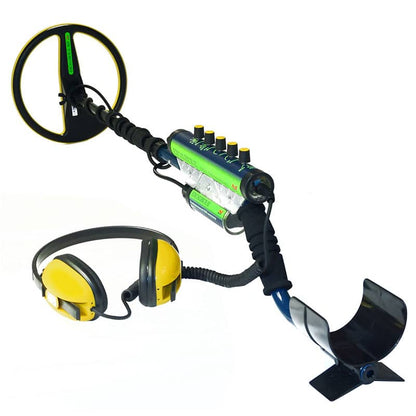 Minelab Excalibur II 1000 underwater metal detector with yellow 10 inch coil, blue shaft and Koss headphones