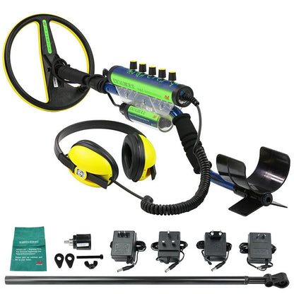 Minelab Excalibur II 1000 kit: detector with 10 inch coil and Koss headphones, manual, chargers, adapters and diving shaft