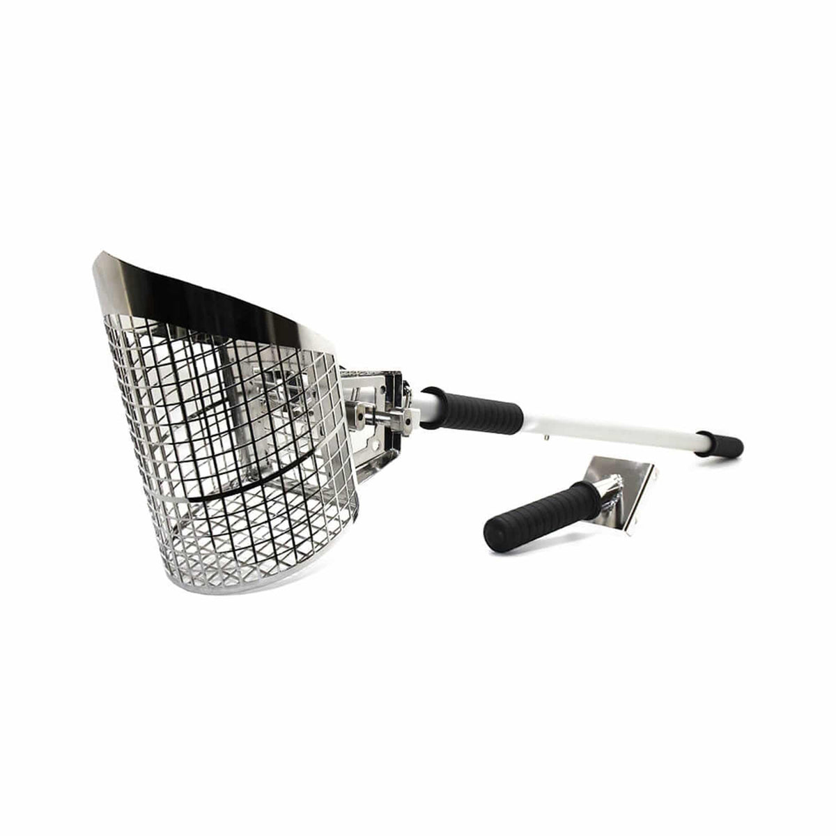 Nokta Premium Sand Scoop broken down into three components - scoop head, rod sections, and handle grip